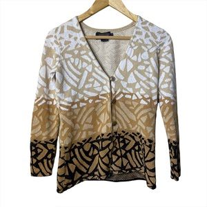 Pendleton Tan Brown Black Abstract Button Front Cardigan